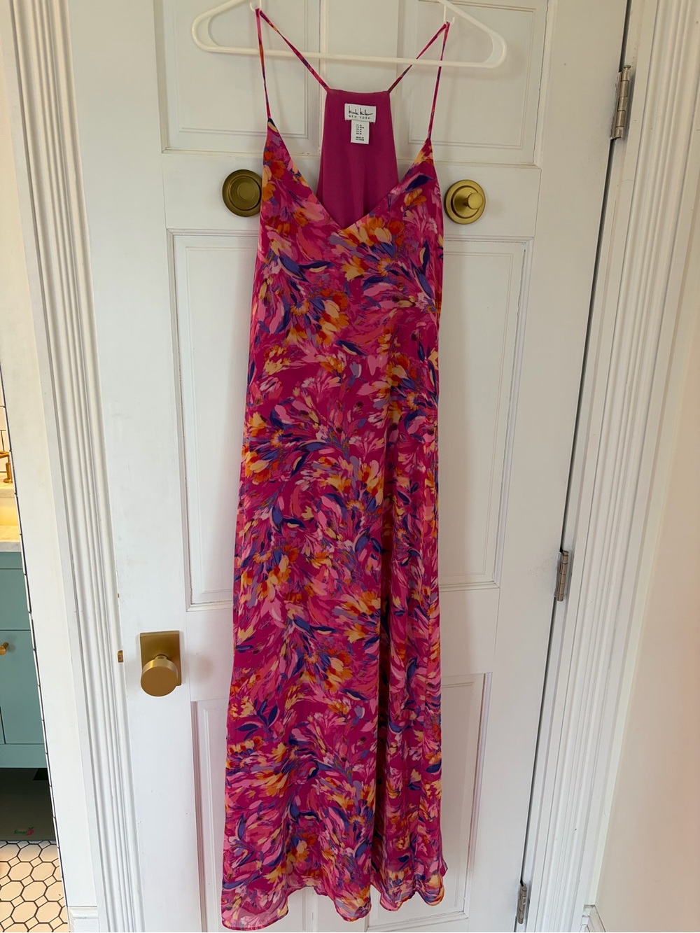 Nicole Miller New York Floral Satin Maxi Dress Size M